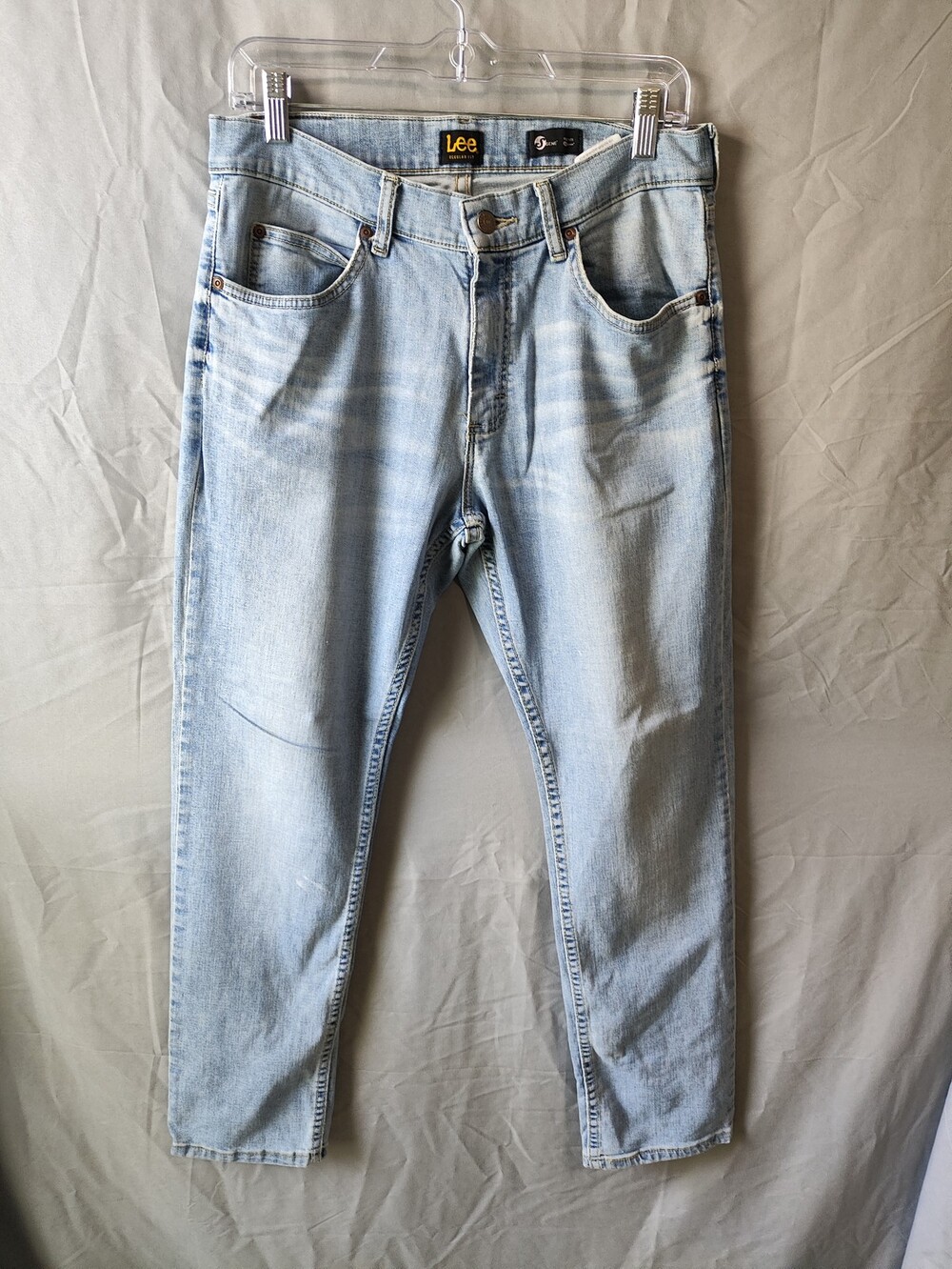 Lee Jeans Mens 30x30 Light Wash Denim Regular Fit Straight Leg Stretch Cotton